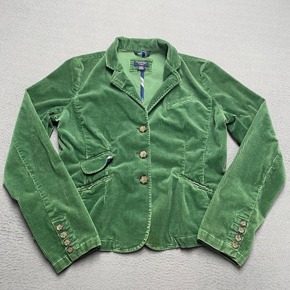 American Eagle Outfitters Blazer Womens Large Green Corduroy Stretch Jacket